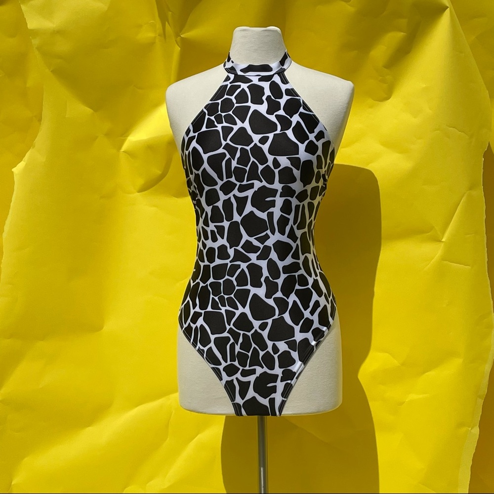 Giraffe Print Halter One-Piece